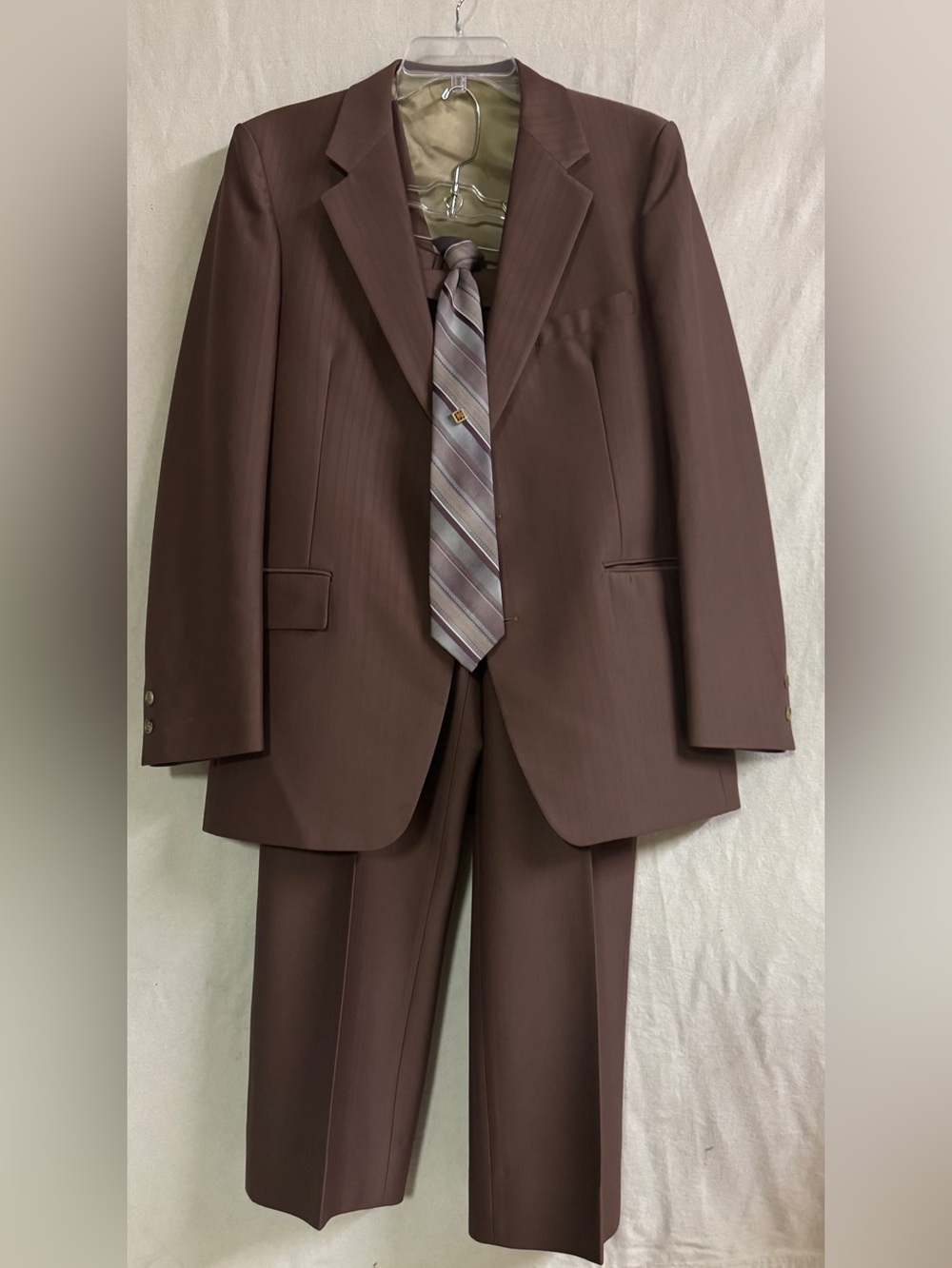 Vintage 70s Phoenix Mauve 3 Piece Suit Mens 40R 33x28 Union Made USA